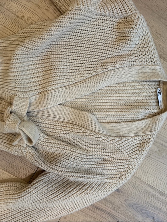 Zara Sweaters - Zara Cream Knit Belted Cardigan